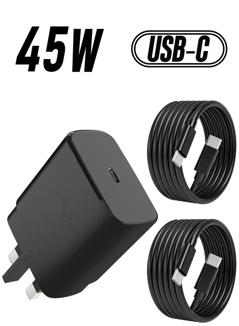 ELTRAZONE Samsung 45W Fast Charger Type-C with 2PCS 5FT USB-C Cables – Black - Image 1