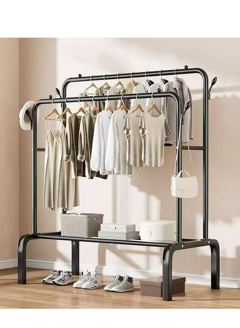 Clothes Rack,Clothing Garment Rack Metal Double Rail Hanging Clothes 2-Tier Storage Shelf for Boxes Shoes Boots Commercial Grade Multi-Purpose Entryway Shelving Unit for Home Office Bedroom - Image 1