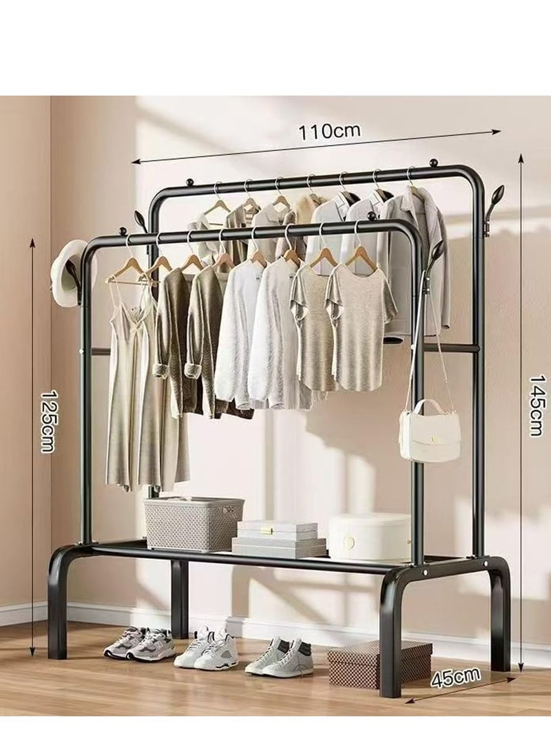 Clothes Rack,Clothing Garment Rack Metal Double Rail Hanging Clothes 2-Tier Storage Shelf for Boxes Shoes Boots Commercial Grade Multi-Purpose Entryway Shelving Unit for Home Office Bedroom - Image 2