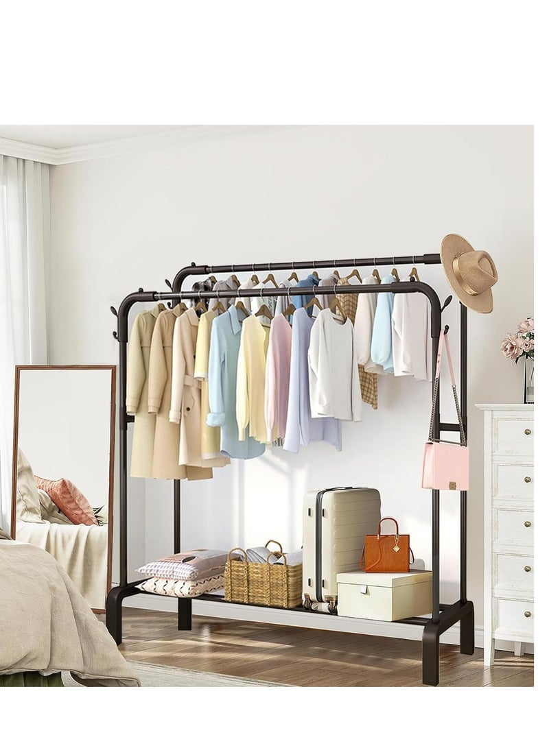 Clothes Rack,Clothing Garment Rack Metal Double Rail Hanging Clothes 2-Tier Storage Shelf for Boxes Shoes Boots Commercial Grade Multi-Purpose Entryway Shelving Unit for Home Office Bedroom - Image 4