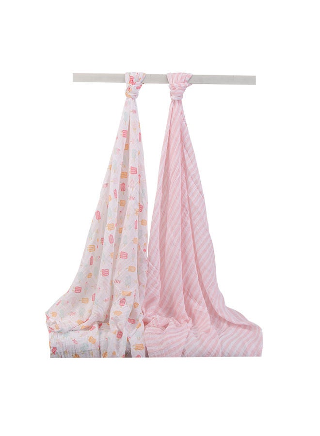 Little Treasure Muslin Swaddle Blanket 2 Piece Icecream  - Image 3