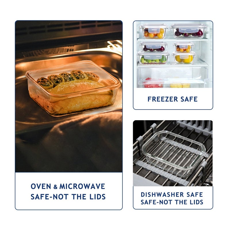 Bayco Glass Storage Containers with Lids  9 Sets Glass Meal Prep Containers Airtight  Glass Food Storage Containers  Glass Containers for Food Storage with Lids - BPA-Free & Leak Proof - Image 5