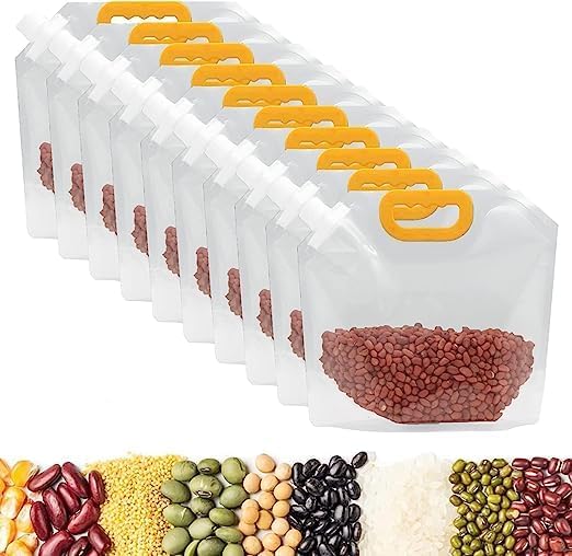 ELEGAR Grain Moistureproof Sealed Bag 5pcs Stand Up Food Storage Pouches Reusable Grain Storage Bags with Portable Handle for Beans Grains rice coffee sugaretc - Image 1