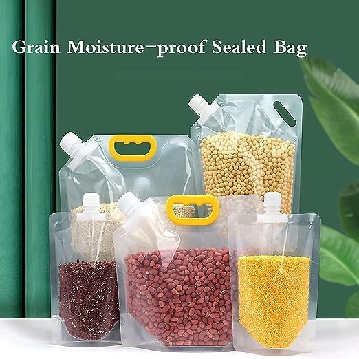 ELEGAR Grain Moistureproof Sealed Bag 5pcs Stand Up Food Storage Pouches Reusable Grain Storage Bags with Portable Handle for Beans Grains rice coffee sugaretc - Image 5