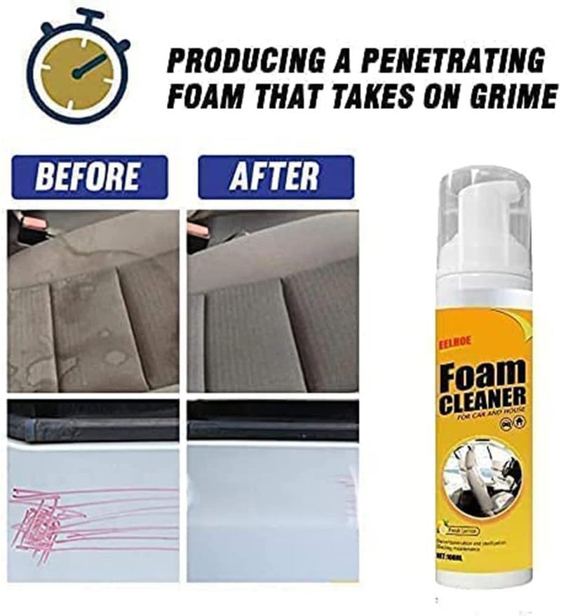 Multipurpose Foam Cleaner Spray, Atidottech Foam Cleaner, Interior Lemony Foam Cleaner, All-Purpose Household Cleaners For Car And Kitchen, Powerful Stain Removal Kit (60ML-1PC) - Image 3