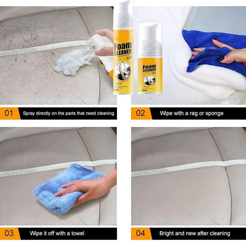 Multipurpose Foam Cleaner Spray, Atidottech Foam Cleaner, Interior Lemony Foam Cleaner, All-Purpose Household Cleaners For Car And Kitchen, Powerful Stain Removal Kit (60ML-1PC) - Image 5