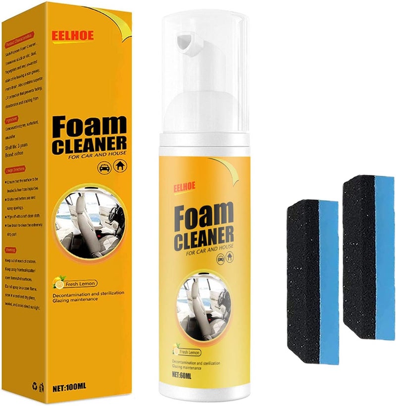 Multipurpose Foam Cleaner Spray, Atidottech Foam Cleaner, Interior Lemony Foam Cleaner, All-Purpose Household Cleaners For Car And Kitchen, Powerful Stain Removal Kit (60ML-1PC) - Image 1