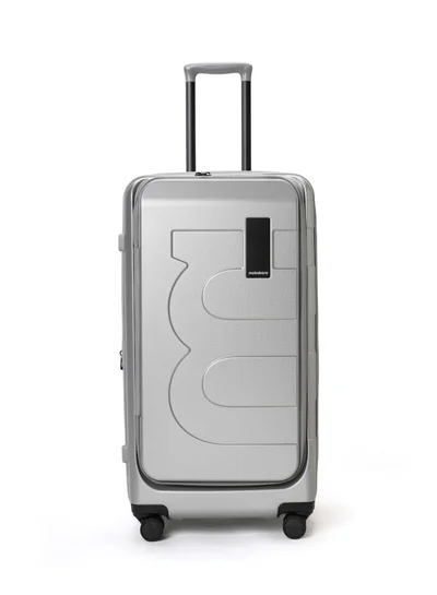 Mokobara The Em Access Trunk Luggage Polycarbonate Large 8 Spinner Wheel Trolly Hardsided Suitcase With Built In Tsa Lock Travel Suitcase (Grey)
