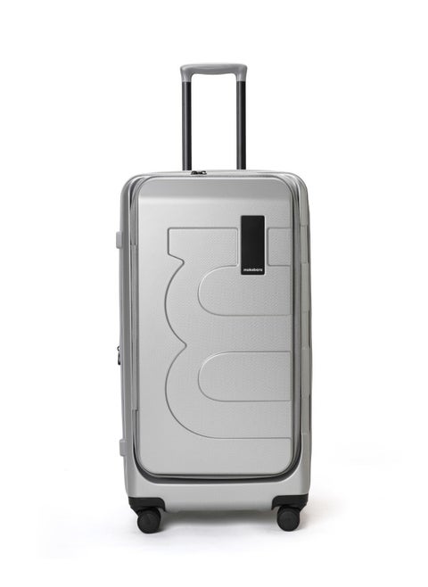MOKOBARA The Em Access Trunk Luggage Polycarbonate Large 8 Spinner Wheel Trolly Hardsided Suitcase With Built In Tsa Lock Travel Suitcase (Grey)