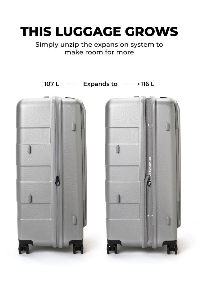 Mokobara MOKOBARA The Em Access Trunk Luggage Polycarbonate Large 8 Spinner Wheel Trolly Hardsided Suitcase With Built In Tsa Lock Travel Suitcase (Grey)  - Image 4