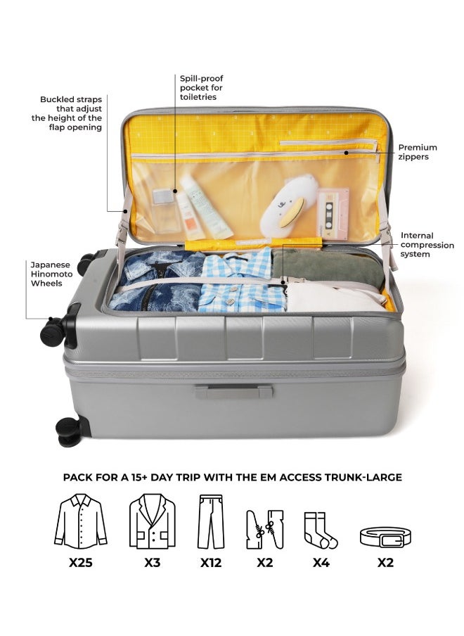 Mokobara - MOKOBARA The Em Access Trunk Luggage Polycarbonate Large 8 Spinner Wheel Trolly Hardsided Suitcase With Built In Tsa Lock Travel Suitcase (Grey) - Image 1