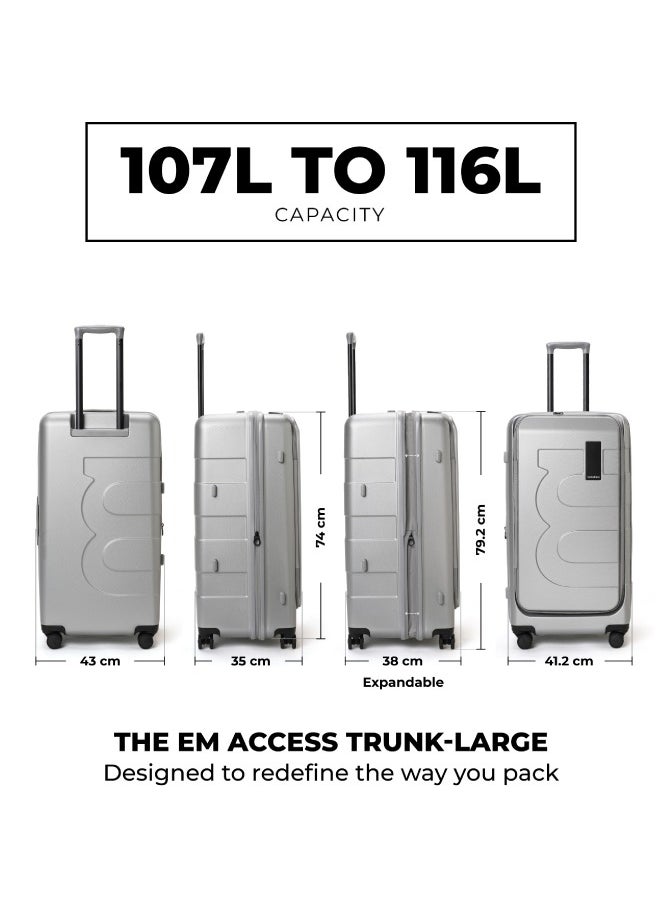 Mokobara - MOKOBARA The Em Access Trunk Luggage Polycarbonate Large 8 Spinner Wheel Trolly Hardsided Suitcase With Built In Tsa Lock Travel Suitcase (Grey) - Image 1