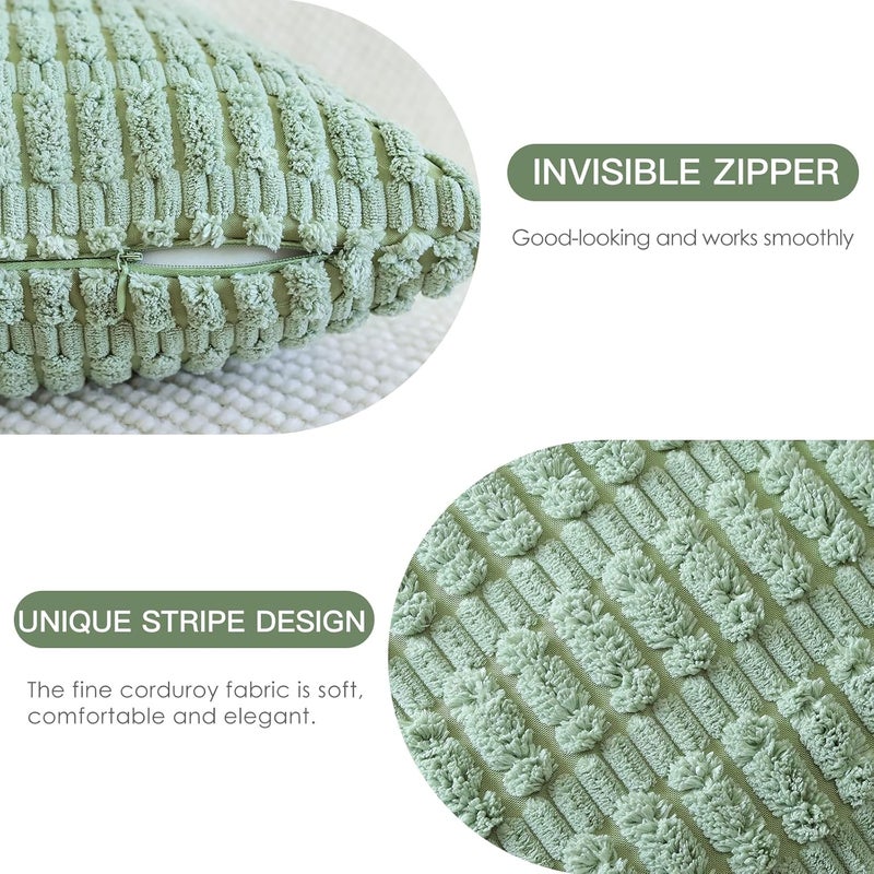 JOTOM Set of 2 Corduroy Soft Cushion Covers, Modern Cushion Covers, Decorative Sofa Cushion, Decorative Cushion Cover for Living Room, Sofa, Bedroom, Bean Green, 40 x 40 cm - Image 2