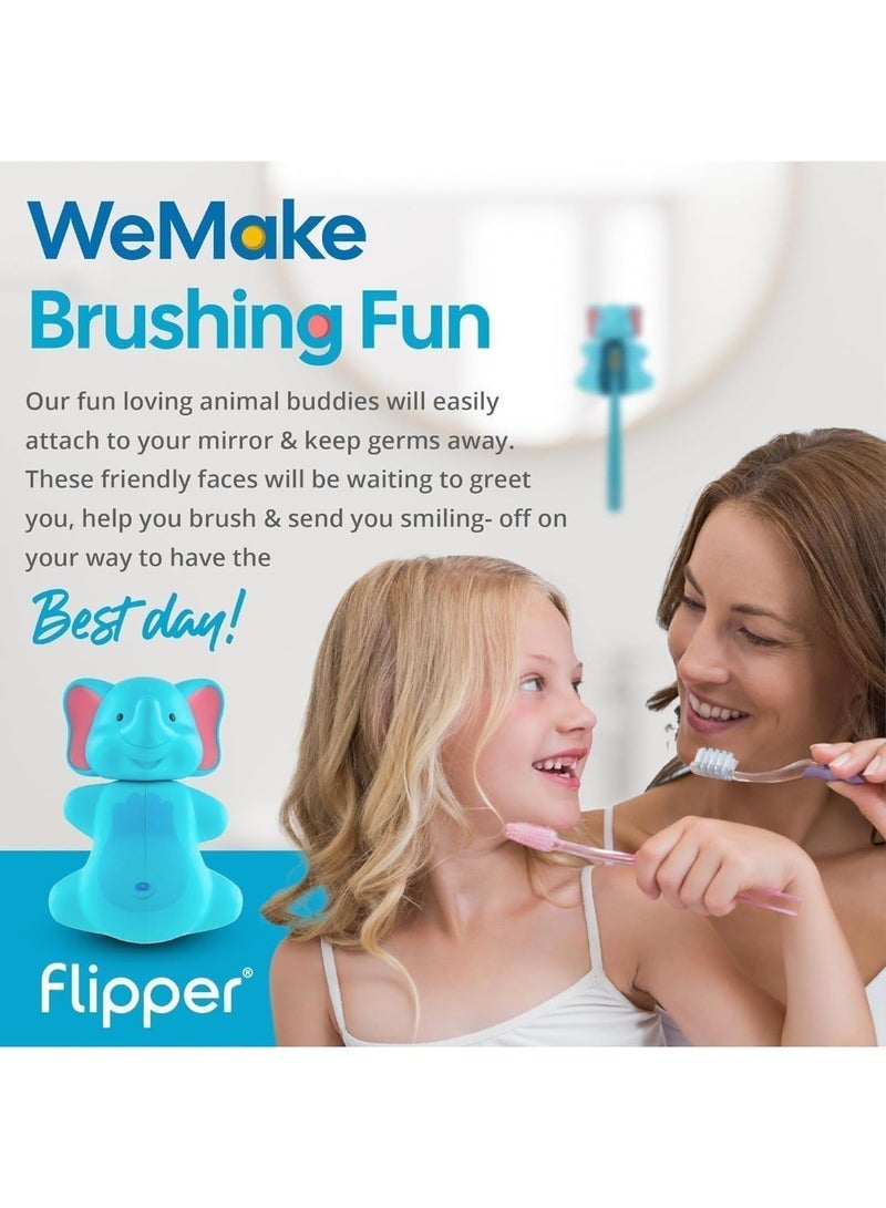 Flipper Hygienic Kids Toothbrush Holder with Suction Cups, High Quality & Patented Design, One Touch Open & Close, For Home or Travel, Fun Animal Cat, 3Y+ - Image 4