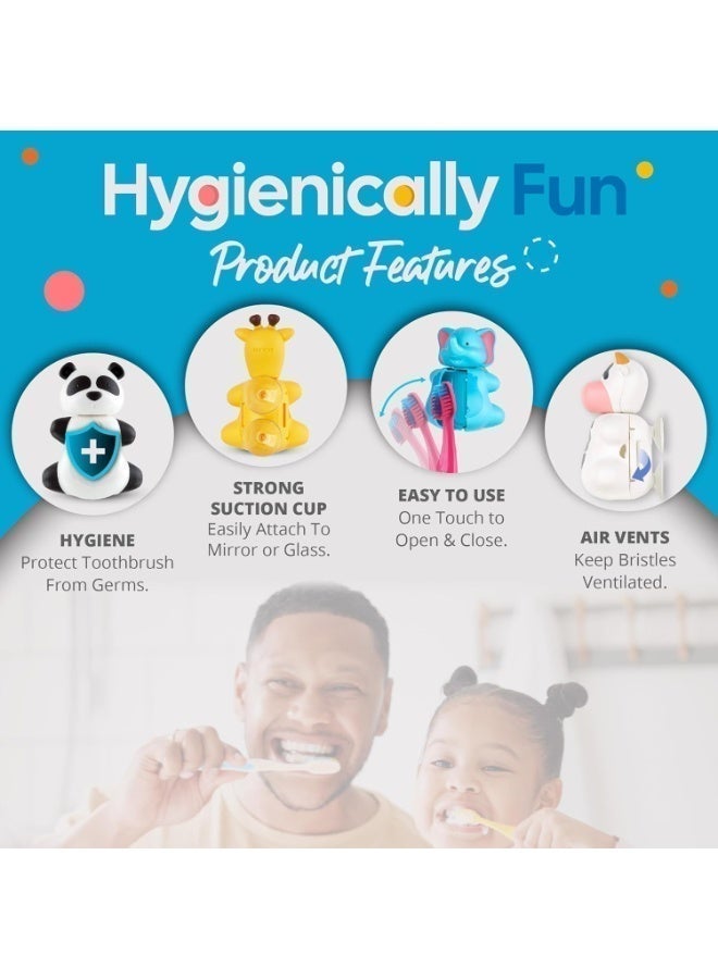 Flipper Hygienic Kids Toothbrush Holder with Suction Cups, High Quality & Patented Design, One Touch Open & Close, For Home or Travel, Fun Animal Cat, 3Y+ - Image 5