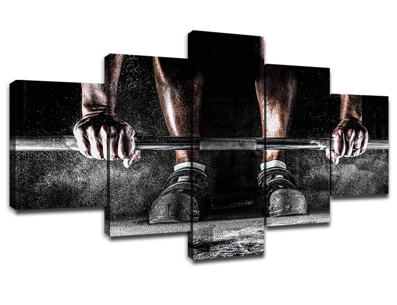 Fitness Wall Decor Weightlifting Art Paintings Canvas Prints Picture Barbell Home Artwork Workout in Gym Poster Weightlifter Sportsman Living Room Decoration Framed Ready to Hang60Wx32H