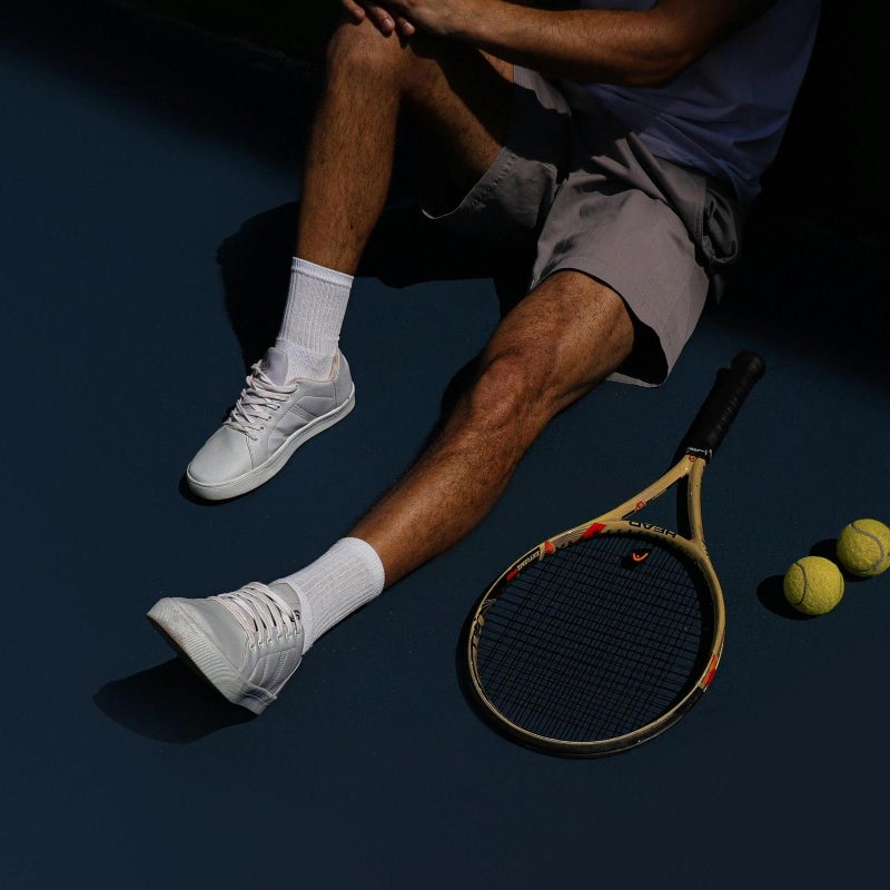 YUEDGE Mens White Cushioned Crew Socks Moisture Wicking Tennis Training Athletic Socks Breathable Cotton Work Socks For Men Size 9-11, 6 Pairs/Pack - Image 5