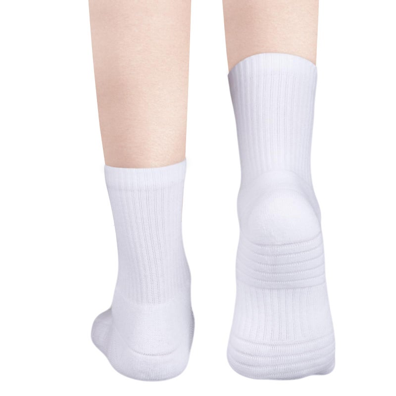 YUEDGE Mens White Cushioned Crew Socks Moisture Wicking Tennis Training Athletic Socks Breathable Cotton Work Socks For Men Size 9-11, 6 Pairs/Pack - Image 4