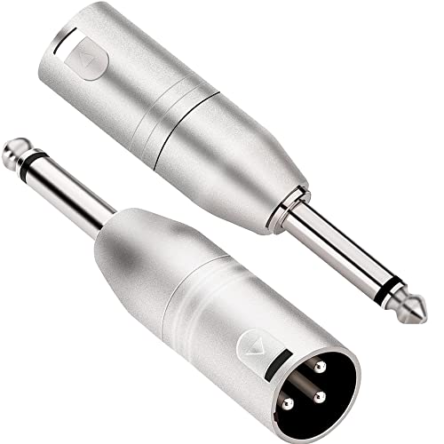 JOMLEY 1/4 inch TS Mono to XLR Male Adapter, Unbalanced Quarter Inch TS Mono to XLR Male Converter Audio Connector - 2 Pack - Image 1