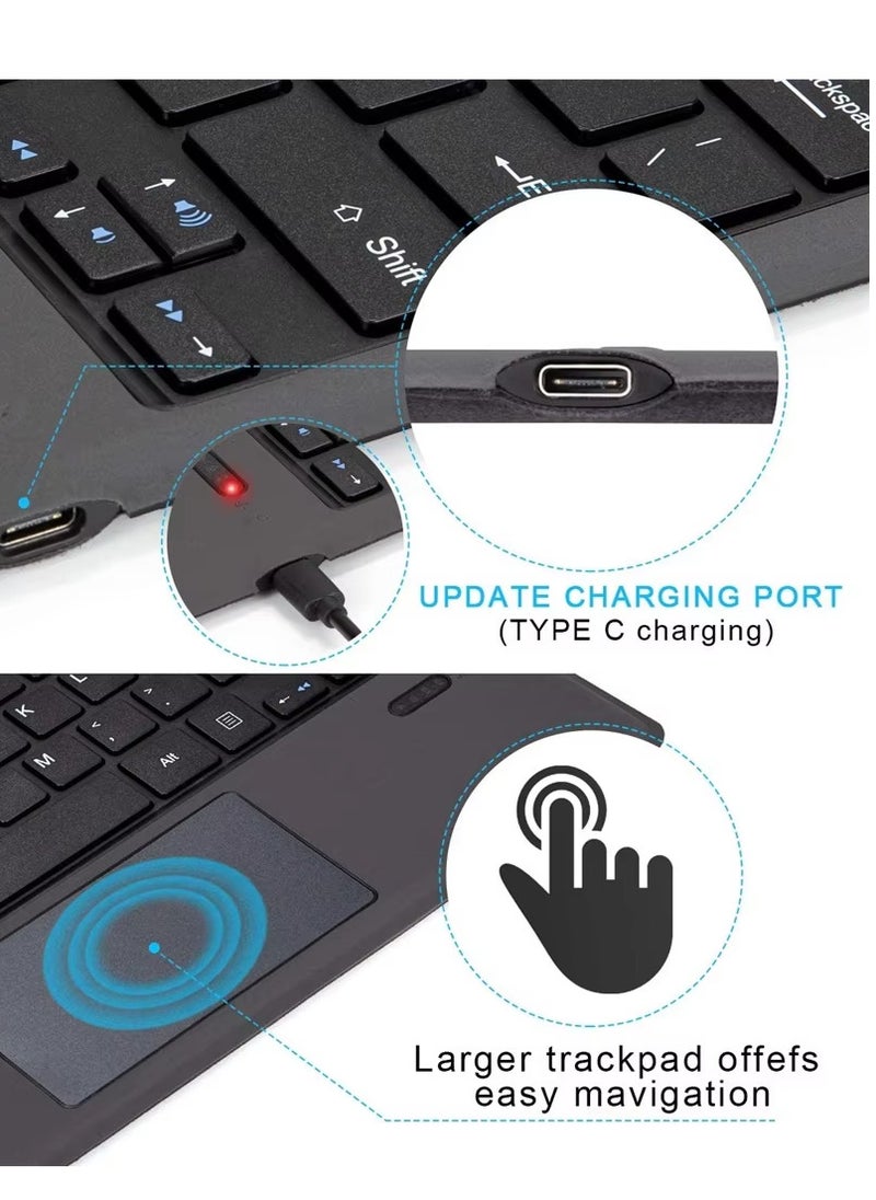 Generic - Tablet Accessories Bluetooth 5.0 Wireless Keyboard w/Touchpad for Microsoft Surface Pro 3/4/5/6/7/7+ Portable Tablet Flip Stand Built in Battery Type-C Charging Keyboard - Image 1
