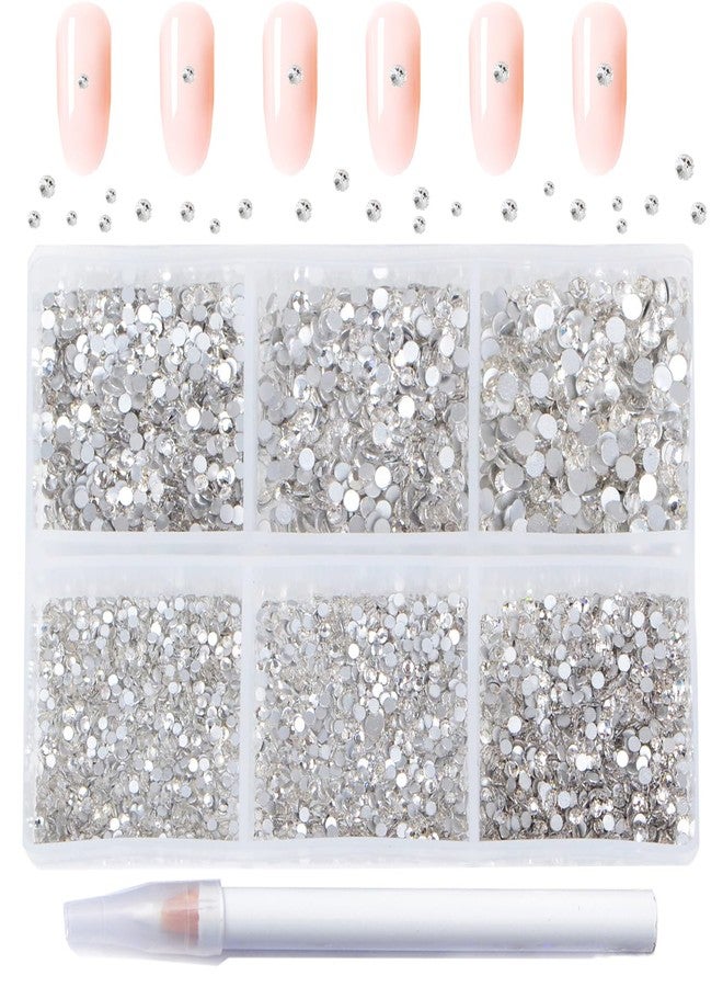AD Beads 8280PCS Flatback Rhinestones Nail Gems Round Crystal Rhinestones for Crafts Mixed 6 Sizes with Wax Pencil Kit SS3-SS10 (01 Clear) - Image 1