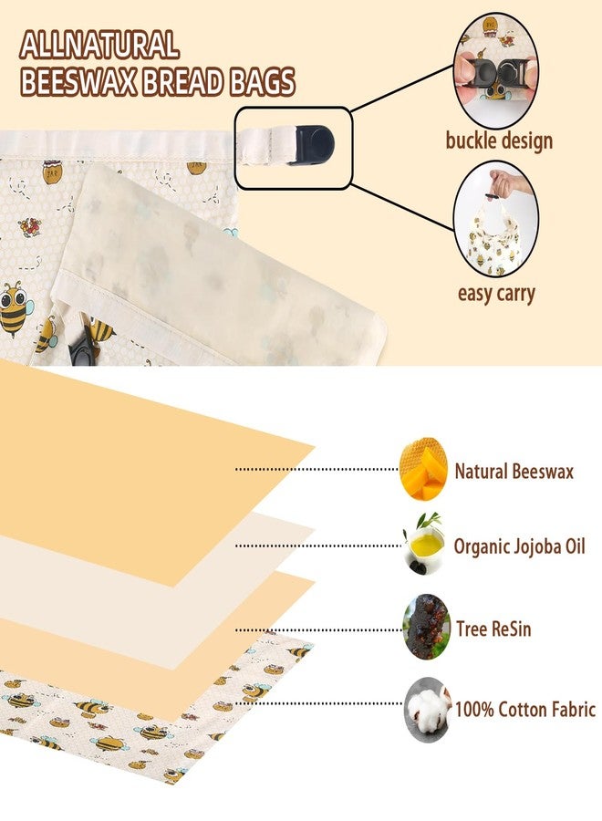 فاكين أكياس خبز قابلة لإعادة الاستخدام مصنوعة من شمع العسل للخبز المنزلي، أكياس خبز العجين المخمر من القطن وشمع العسل الطبيعي مقاس 17 بوصة × 13 بوصة، سهلة التنظيف، حقيبة تخزين طعام، مستلزمات المخابز (عبوة من قطعتين) - Image 2
