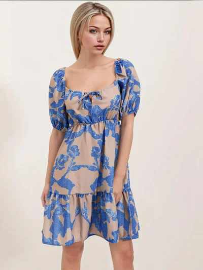 BIG DART BDART Square Neck A-Form Mini Dress with Bow