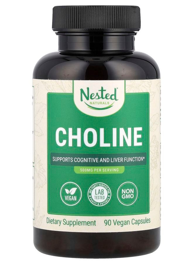 Choline 500 mg  90 Vegan Capsules (250 mg per Capsule)