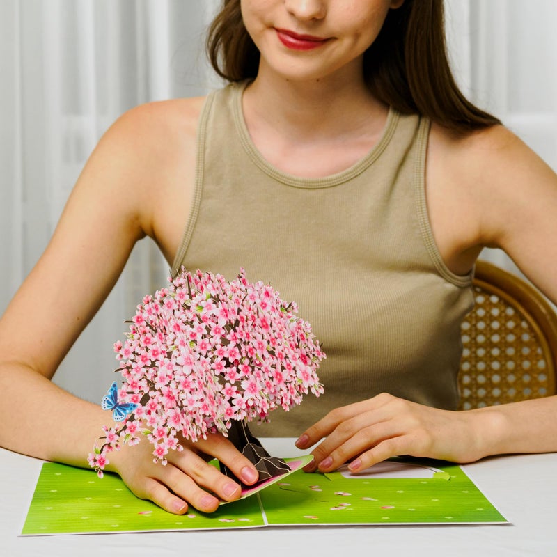 Paper Love 3D Cherry Blossom Tree Pop Up Card  With Detachable Popup Keepsake  Gift For Birthday  Anniversary  All Occasion Or Just Because - Oversized 10"" X 7"" Cards - Includes Envelope And Note - Image 2