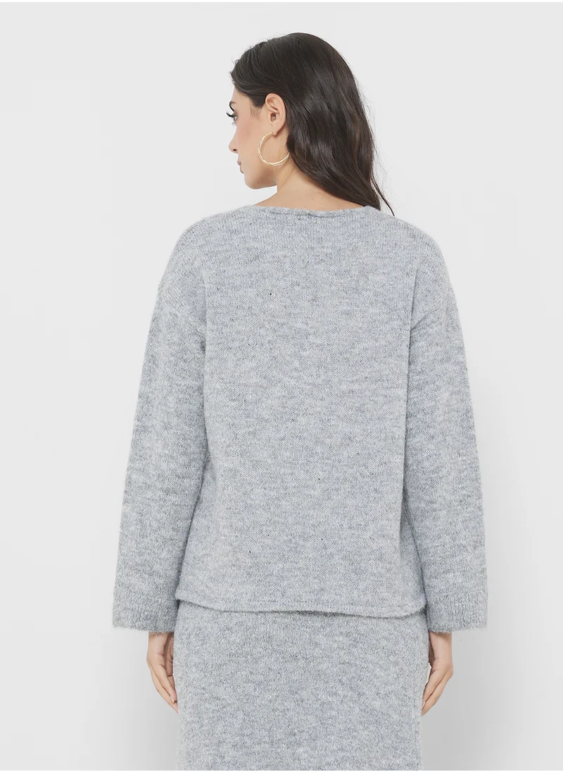 4th & Reckless V-Neck Brushed Sweater