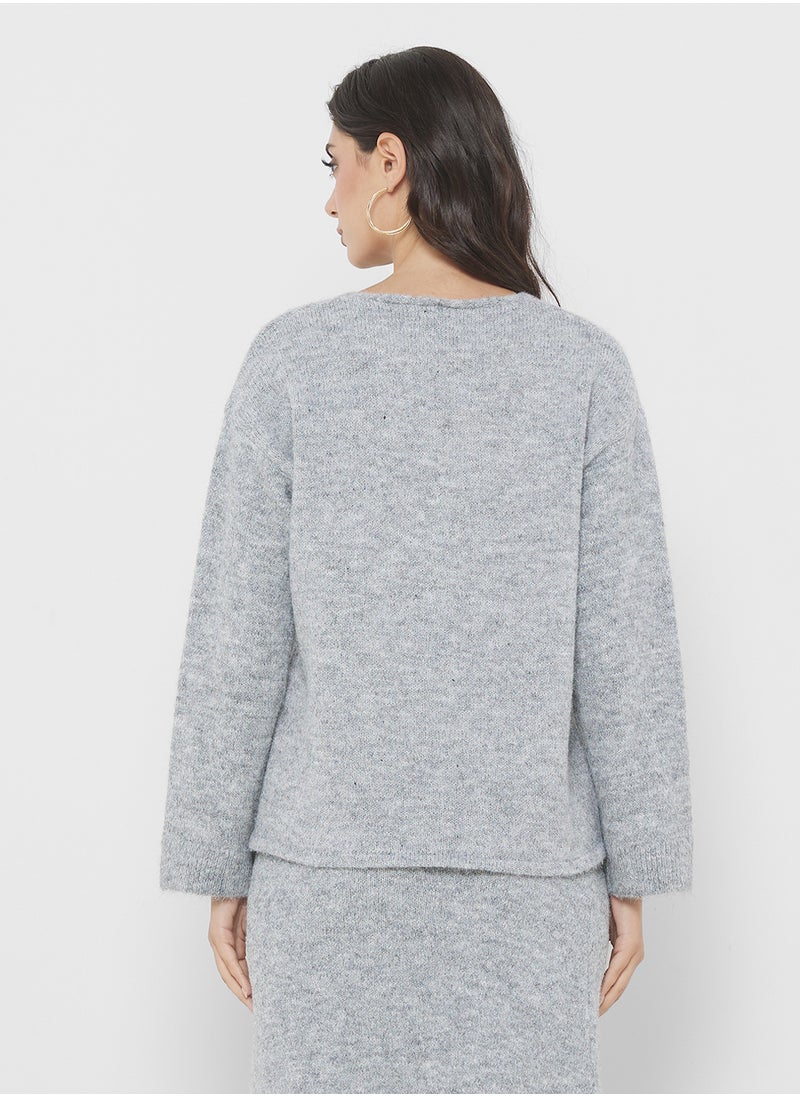 4th & Reckless V-Neck Brushed Sweater  - Image 2