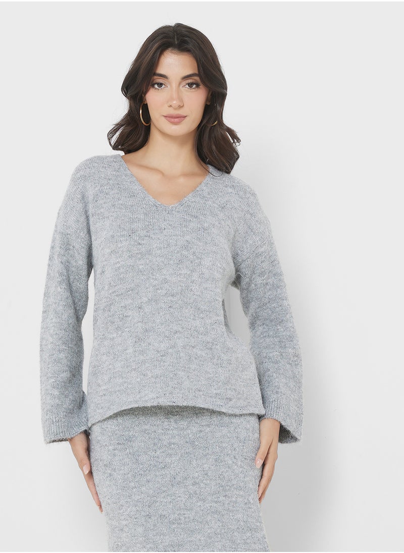 4th & Reckless V-Neck Brushed Sweater  - Image 1