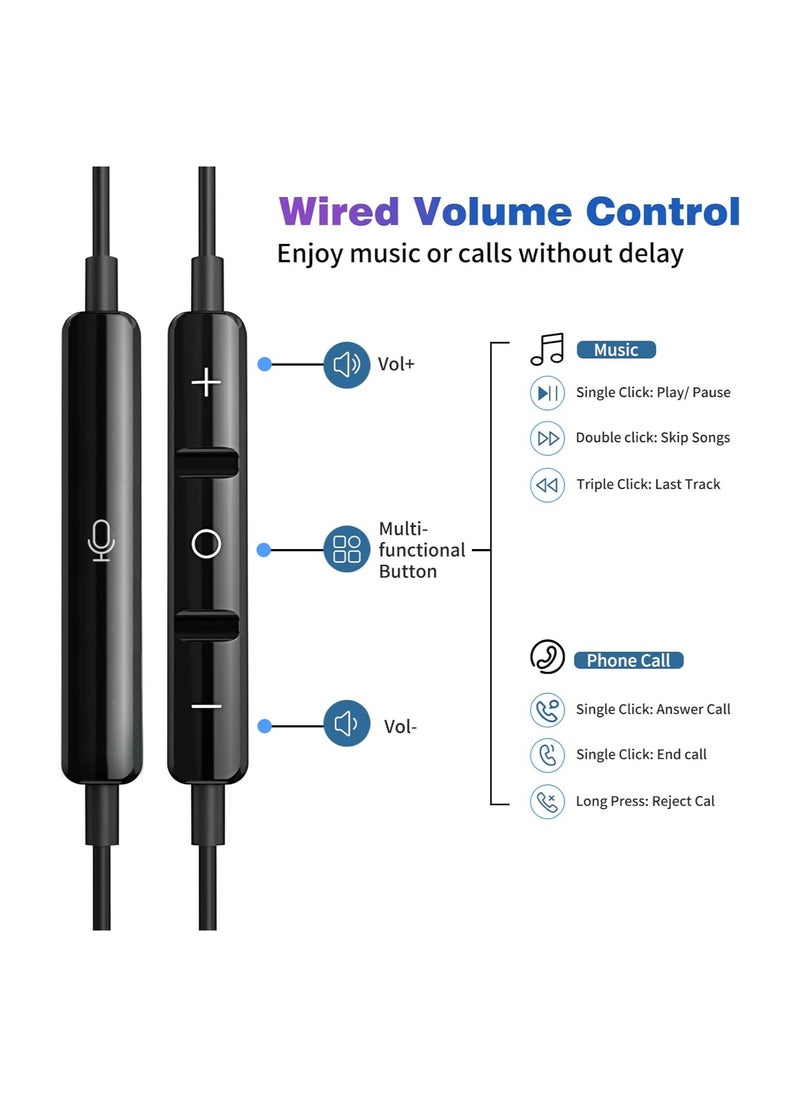 USB-C Wired Earbuds for iPhone 15 Pro Max, iPad Mini 6, Samsung Galaxy S23 FE, S22 Ultra, S21, S20, A54, Flip5, Pixel 8, 7, OnePlus - Magnetic Noise Isolation In-Ear Headset with Mic.