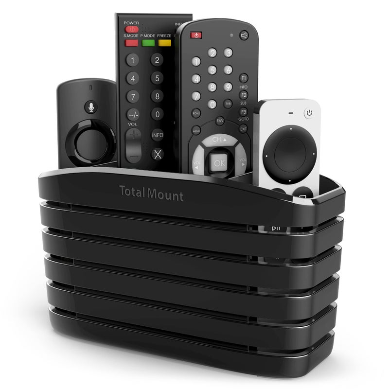TotalMount Remote Control Holder Premium Quality and Extra Stable to Place Near Your TV Bed or Table Large Fits Four Remotes Premium Black
