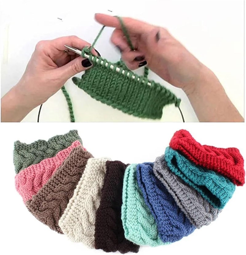 THE DDS STORE Women Soft Stretch Winter Headbands Fuzzy Fleece Lined Ear Warmer Knit Thick Warm Crochet Headband Winter Accessories (Khaki, One Size Fits Most) - Image 5