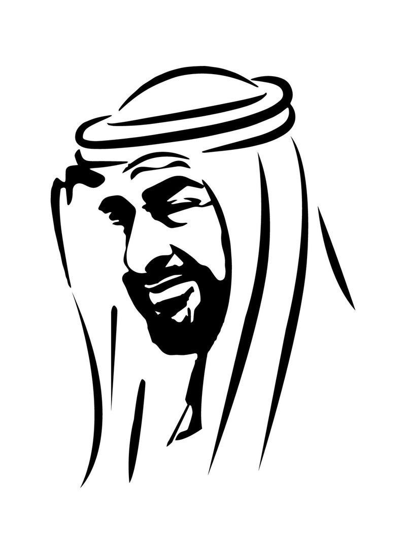 RYN ملصق سيارة الشيخ محمد بن زايد | شبكة أمامية، صندوق خلفي، هيكل السيارة، صدام | ملصقات سيارات فاخرة مقاومة للماء | الحجم: 15x15 سم اللون: أسود - Image 1