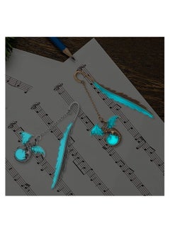 SYOSI 1 Pair of Metal Bookmarks, Glow in the Dark Retro Feather Dragon Luminous Hook Beautiful Fun Alloy Glow Marks Unique Cool Girls Mens Adult Children's Books Valentine's Gifts  - Image 2