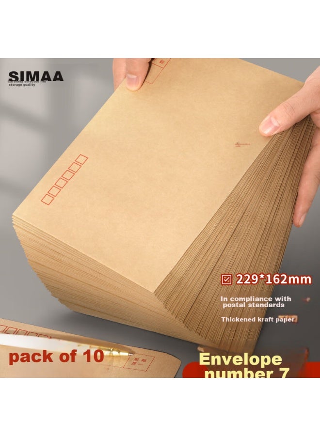 Simaa No. 7 Kraft Paper Envelopes, 10 Sheets/pack, Standard Postal Envelopes 229*162mm, Invoice Receipt Doent Envelope, Salary Envelope, 19005 - Image 1