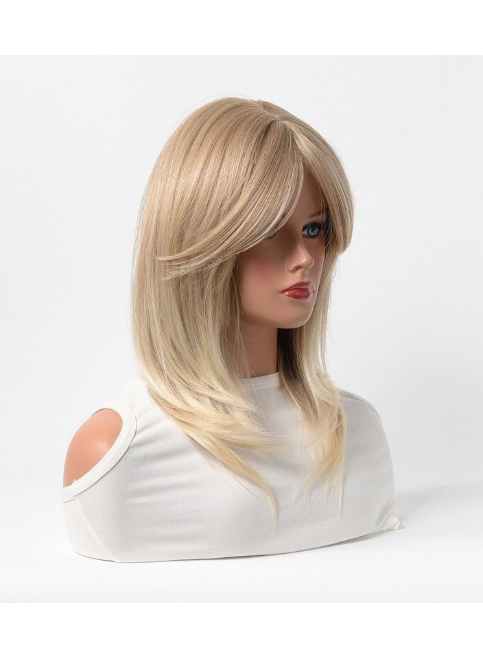 إستيل شعر مستعار كامل للباروكة الاصطناعية مقاومة للحرارة شعر مستعار طبيعي طويل مستقيم مع الانفجارات سيدة الألياف شعر مستعار أنيق أشقر فاتح - Image 2