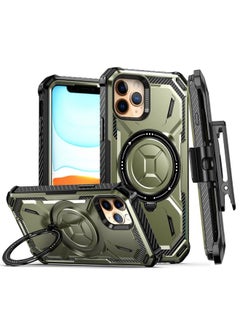 Generic Case Cover For iPhone 13 Armor Series Holder Phone Case with Back Clip Army Green 