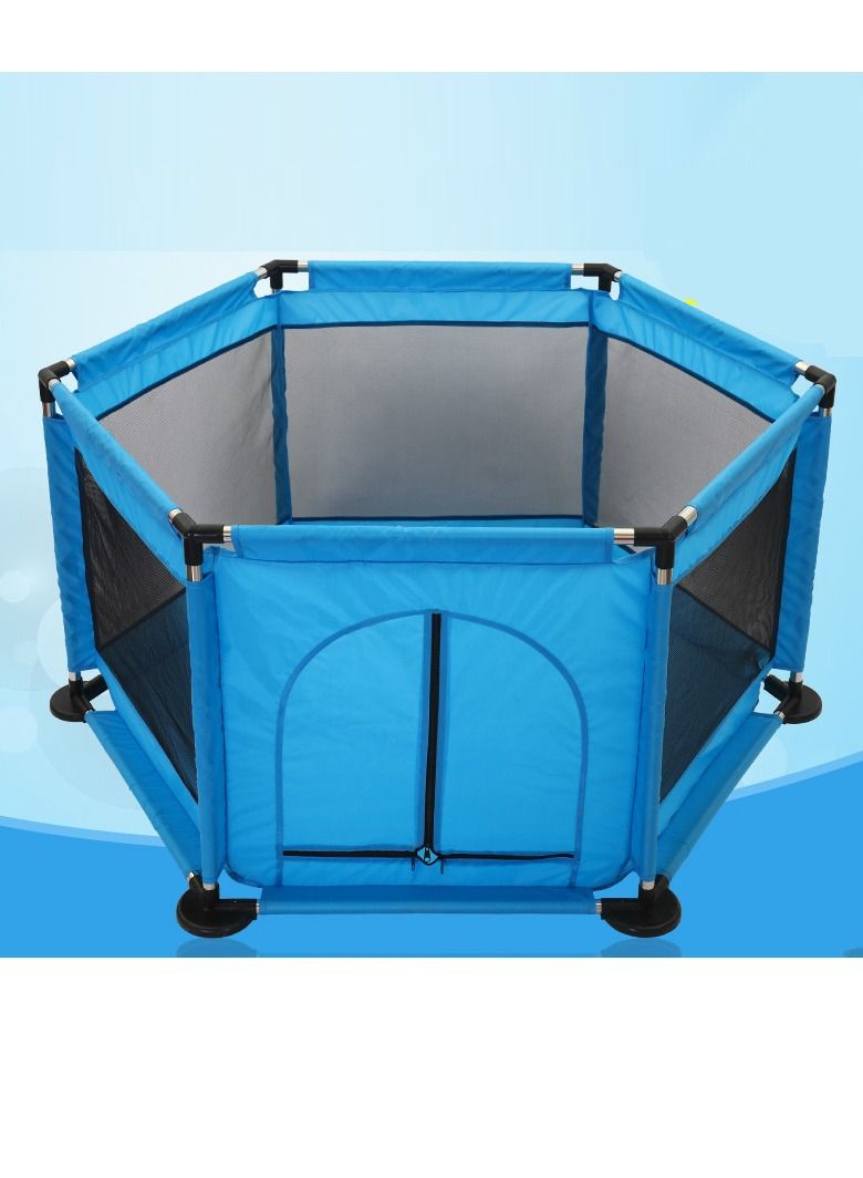 Foldable Baby Kids Fence Activity Center Baby Kids Safety Fence Tent Playpen with Basketball Hoop for Indoor and Outdoor (BLUE) - Image 5