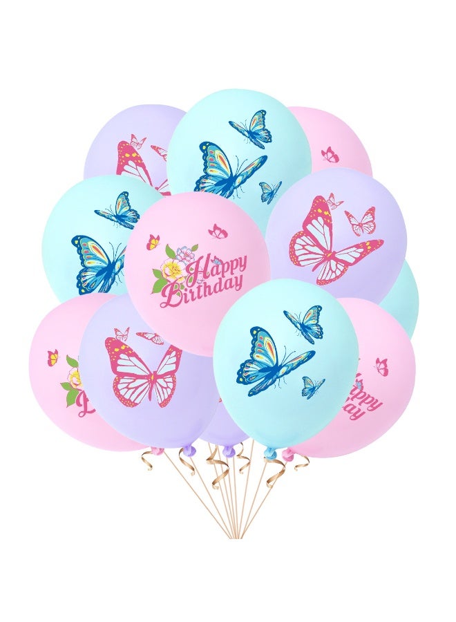 ميكسد مجموعة 43 قطعة من لوازم وديكورات حفلات أعياد الميلاد، زينة للحفلات على شكل فراشة، علم ؛ المعلقات دوامة. 16 × بطاقة كيك؛ مجموعات بالونات لاتكس مقاس 18*12 بوصة؛ شريط وردي 2*10 م - Image 3