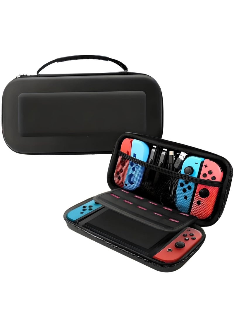 Generic Case for Nintendo Switch OLED Model 2021 & Switch 2017 with 8 Game Card Holders, Hard Portable Travel Bag Protective Pouch for Nintendo Switch Console and Accessories -Black  - Image 1