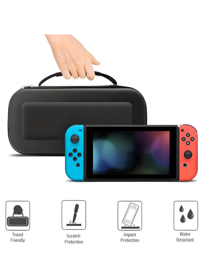Generic Case for Nintendo Switch OLED Model 2021 & Switch 2017 with 8 Game Card Holders, Hard Portable Travel Bag Protective Pouch for Nintendo Switch Console and Accessories -Black  - Image 2