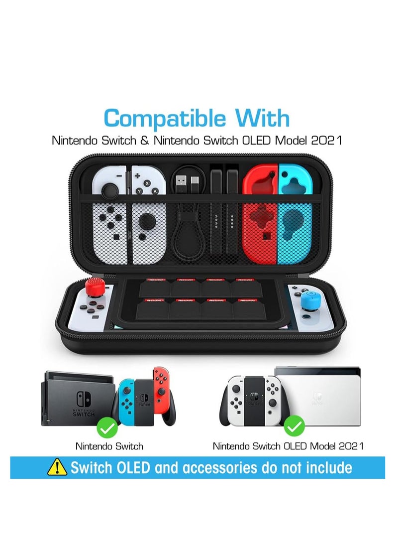 Generic Case for Nintendo Switch OLED Model 2021 & Switch 2017 with 8 Game Card Holders, Hard Portable Travel Bag Protective Pouch for Nintendo Switch Console and Accessories -Black  - Image 3