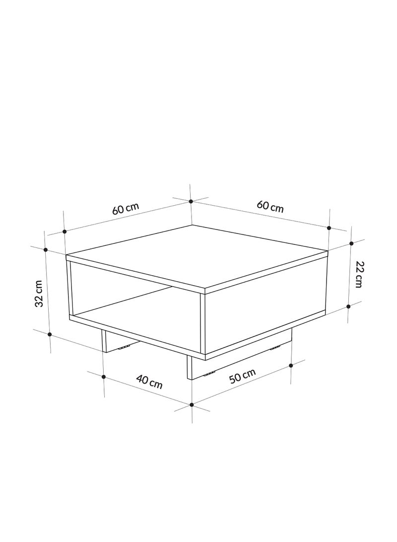 Mourah Home Hola Modern Square Coffee Table Centre Table for Living Room Office Industrial Sofa Table| for Small Spaces Living Room Bedroom|32x60x60CM | Oak - Image 4