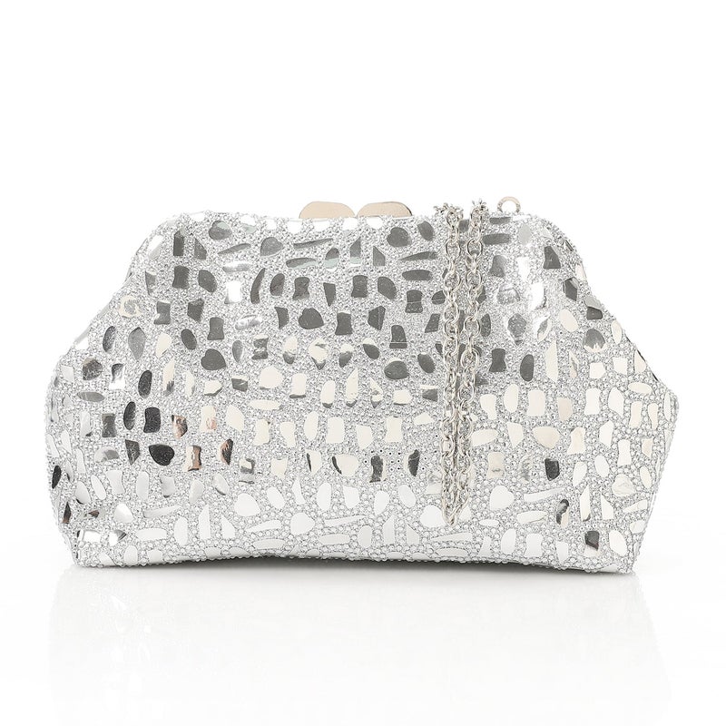 Mr.joe Mosaic Mirror Evening Clutch - Silver - Image 1