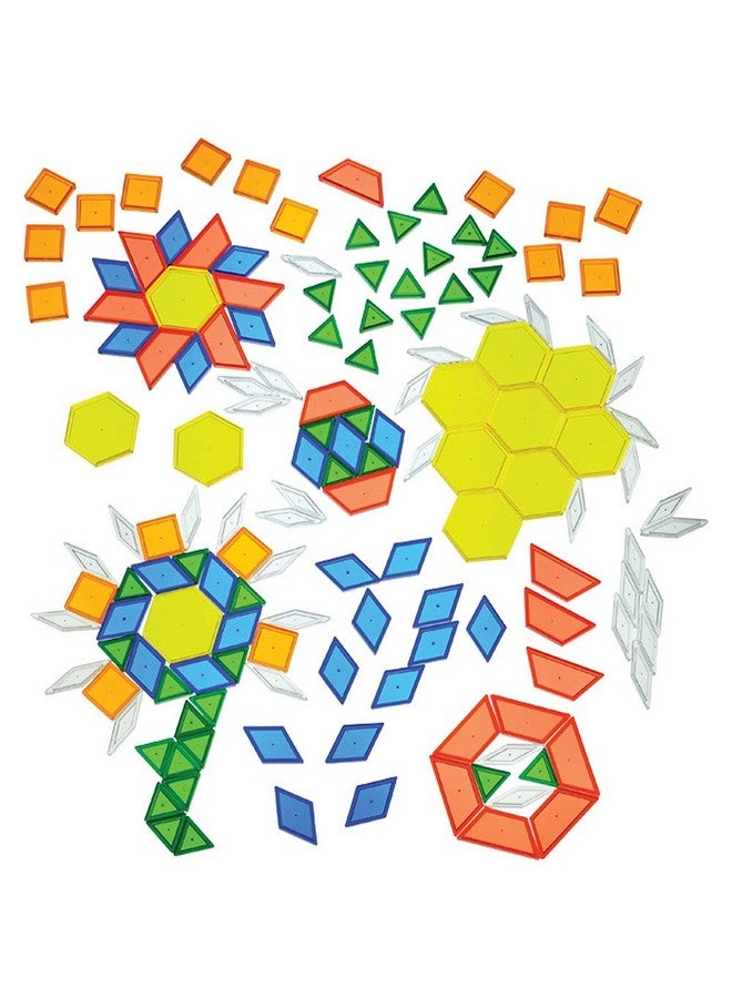 Constructive Playthings Translucent Pattern Blocks, Light Table Manipulatives, STEM Toys, Sensory Play, Create, Build and Design, Color Exploration, Set of 147 Blocks, Toys for Kids 3 Years and Up - Image 1
