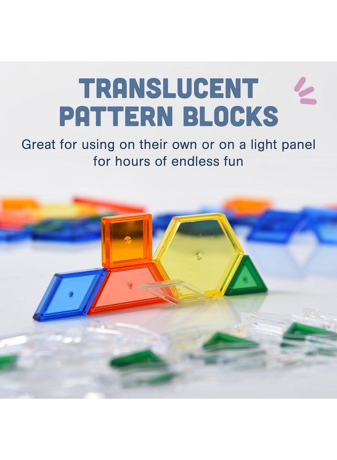 Constructive Playthings Translucent Pattern Blocks, Light Table Manipulatives, STEM Toys, Sensory Play, Create, Build and Design, Color Exploration, Set of 147 Blocks, Toys for Kids 3 Years and Up - Image 3