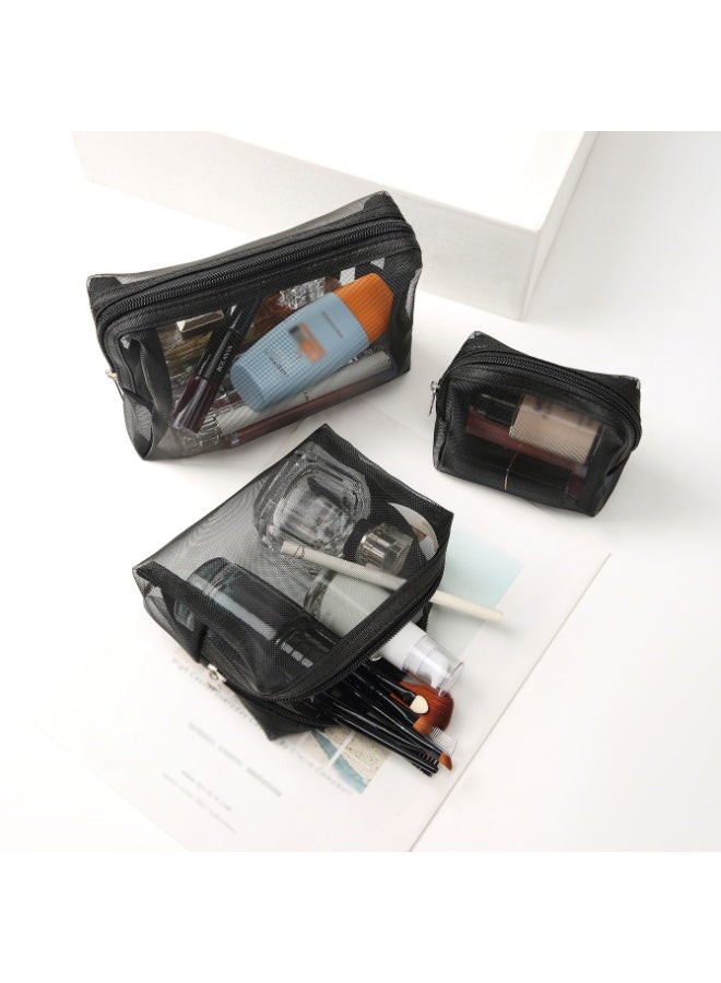 3 قطعة شبكة مستحضرات التجميل حقيبة شبكة كيس ماكياج مع السحابة السفر المرحاض لمنظم ماكياج - Image 4
